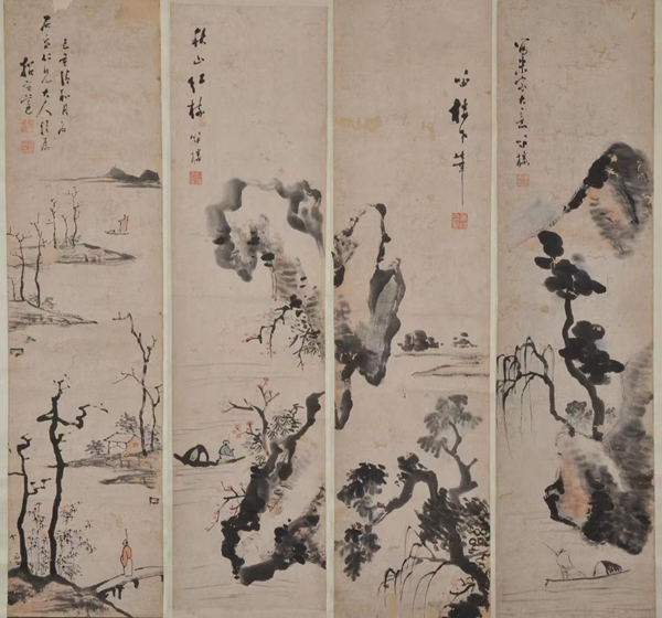 在线品鉴第五十六期—招宝莲四季山水图屏