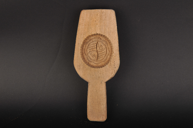 现代双鱼纹柄式糕饼印模