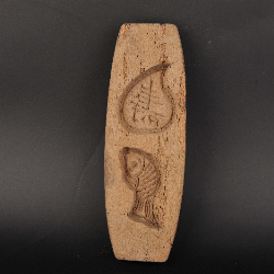 现代船形“寿”字鱼纹二联糕饼印模