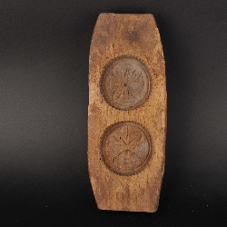 现代船形花卉纹二联糕饼印模