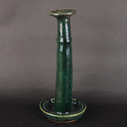 民国绿釉陶烛台