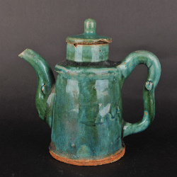 民国绿釉陶执壶